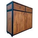 Ver imagem 5 de Buffet Aparador para Sala - Modelo Industrial com Ferro Cor Preta e Madeira Maciça Cor Castanheira