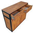 Ver imagem 3 de Buffet Aparador para Sala - Modelo Industrial com Ferro Cor Preta e Madeira Maciça Cor Castanheira