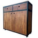 Ver imagem 1 de Buffet Aparador para Sala - Modelo Industrial com Ferro Cor Preta e Madeira Maciça Cor Castanheira