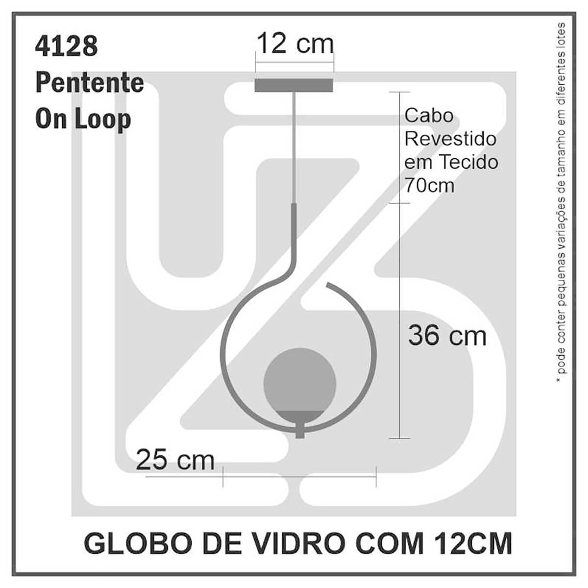 Pendente Lustre On Loop Dourado com Globo de Vidro Ambar - 4