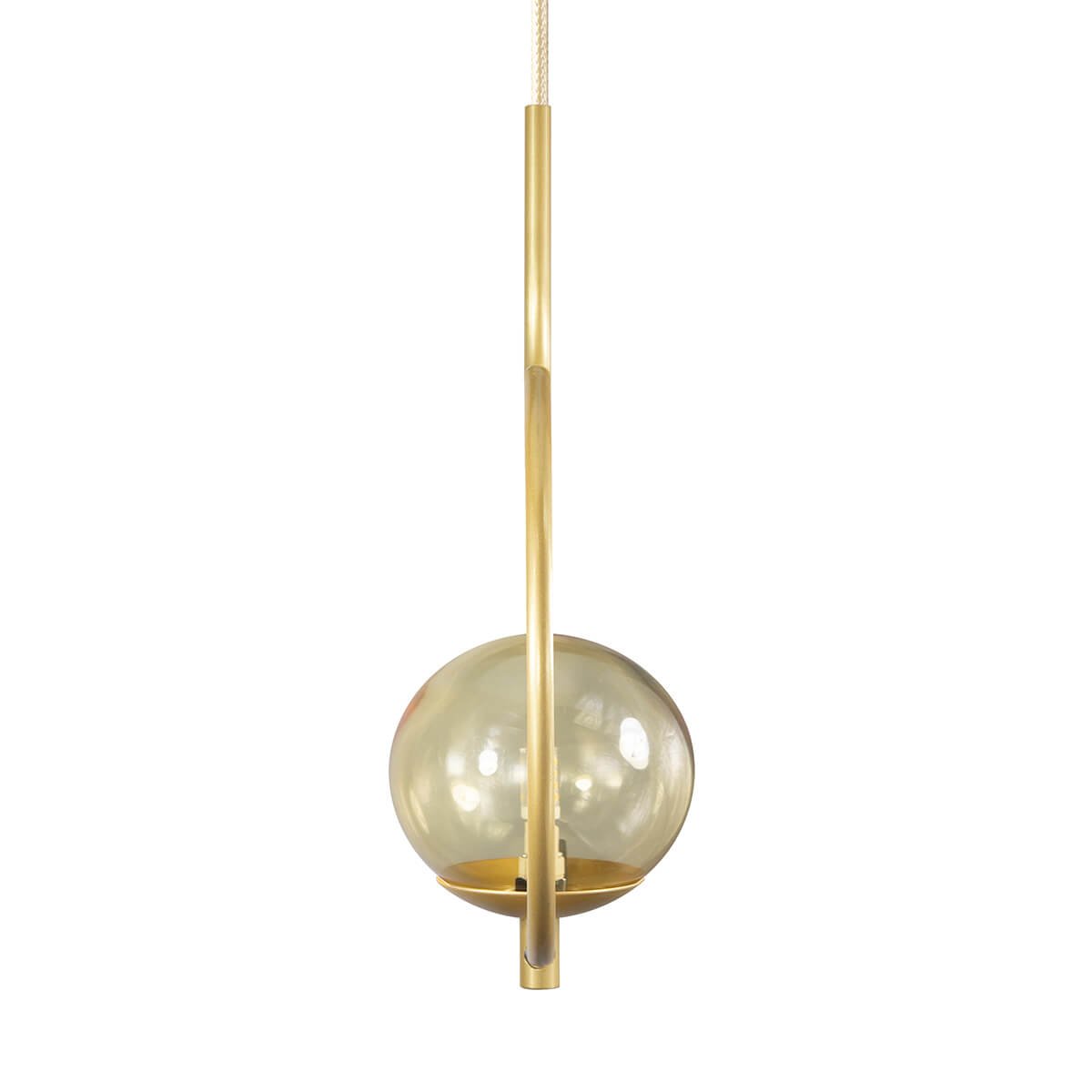 Pendente Lustre On Loop Dourado com Globo de Vidro Ambar - 3