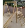 Playground Com 2 Balanços E Escorregador De Madeira Móveis Rústicos Bv Magazine - 6