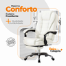 Cadeira de Escritorio Presidente Ergonomica Apoio para Pés - Branco - 8