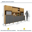 Ver imagem 4 de Armário para Cozinha 13 Portas 2 Gavetas Ágata Cinamomo/Grafite Yescasa