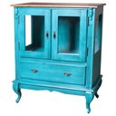 Ver imagem 1 de Cristaleira Com 2 Portas de Vidro e 1 Gaveta Azul Bebê
