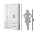 Ver imagem 3 de Guarda Roupa Solteiro 4 portas 2 gavetas Chile - Branco