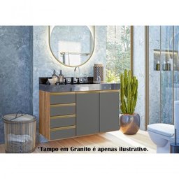 Kit 02 Balcoes Para Banheiro Cj16 Carvalho Rust Chumbo - 6 Kit 02 Balcoes Para Banheiro Cj16 Carvalho Rust Chumbo - 6