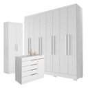 Ver imagem 1 de Guarda Roupa Casal Porto 8 Portas 4 Gavetas com Cômoda Sapateira Sevilha e Armário Multiuso 2 Portas
