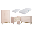 Ver imagem 1 de Quarto de Bebê Berço Evolution + Guarda Roupa 3 Portas + Cômoda Sapateira Elfe Rosa 2 Colchões