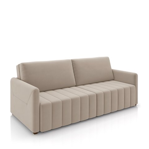 Sofá-cama Decorativo Retrátil Thanos 2 Lugares 220cm Veludo Bege G45 - Gran Belo