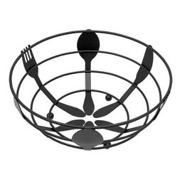 Fruteira de Mesa em Metal Aramada Design Talheres Preto - 4