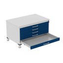 Ver imagem 4 de Mapoteca Mont 5 Gavetas 71,3cm x 120,4cm Aço Cinza/Azul Del Rei