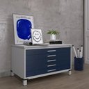 Ver imagem 1 de Mapoteca Mont 5 Gavetas 71,3cm x 120,4cm Aço Cinza/Azul Del Rei