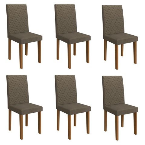Kit 6 Cadeiras de Jantar Estofadas 43,5cm Multimóveis CR50220