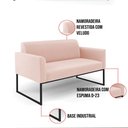Ver imagem 2 de Sofá Namoradeira com 2 Poltronas Base Industrial Preto Marisa Veludo
