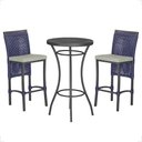 Ver imagem 1 de Mesa Bistrô com 2 Banquetas Roma Preta Corda Náutica Estofado 3 Trama Original