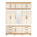 Ver imagem 3 de Guarda Roupa Casal Triton Plus 11 Portas com Espelho Cinamomo Off White - Móveis Albatroz