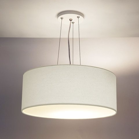 Lustre Pendente Redondo Cúpula em Tecido 50x15:branco5966