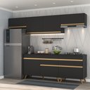 Ver imagem 7 de Armário de Cozinha Completa 260cm Veneza Multimóveis V3708 Preto/Dourado