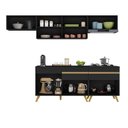 Ver imagem 4 de Armário de Cozinha Completa 260cm Veneza Multimóveis V3708 Preto/Dourado