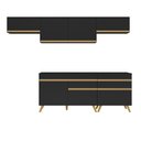 Ver imagem 3 de Armário de Cozinha Completa 260cm Veneza Multimóveis V3708 Preto/Dourado