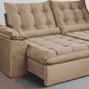 Ver imagem 3 de Sofa Retratil e Reclinavel Valencia 290cm 4 Lugares Kc Rei de Casa Veludo Bege