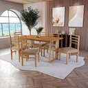 Ver imagem 1 de Conjunto Sala de Jantar Elisa em Madeira Maciça 6 Cadeiras Linho Fendi