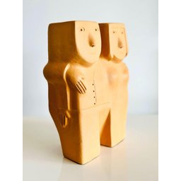 Casal Passeando em Cerâmica Artesanal Feito a Mão Decoração - 3