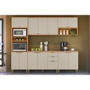 Ver imagem 1 de Cozinha Modulada Completa Selene 5 Peças (2aéreos+2balcões+1paneleiro) Cp03 Jequitiba/off White