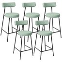 Ver imagem 1 de Kit 05 Banquetas Baixa Bar Cozinha Sala de Jantar Aço Milão L02 Linho Verde Menta - Lyam Decor