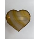 Ver imagem 2 de Porta Guardanapo Acrílico e Pedra Ágata Marrom Formato de Coração e Borda Dourada