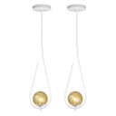 Ver imagem 1 de Kit 2 Pendentes Lustre On Drop Branco Globo de Vidro Âmbar