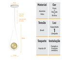 Ver mais imagens de Kit 2 Pendentes Lustre On Drop Branco Globo de Vidro Âmbar