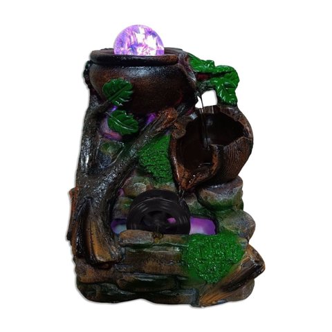 Fonte de Água Decorativa Led Cascata Paisagem Relaxante 26047 Jarros