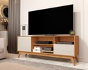 Ver imagem 1 de Rack Kairo 160cm 2 Portas para Tv até 65 Polegadas Pés em Madeira Nature com Offwhite - Rede Móveis