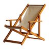 Espreguiçadeira Preguiçosa Dobrável Envernizada Mel em Madeira Maciça Tecido Impermeável Bege - 1