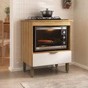 Ver imagem 1 de Balcão para Cooktop e Forno 70cm com Gaveta Marrom/Lâmina Mel/Branco