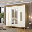 Ver imagem 1 de Guarda Roupa Casal Doral 6 Portas de Bater 2 com Espelhos 2 Gavetas Nature/offwhite G98 - Gran Belo