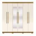 Ver imagem 2 de Guarda Roupa Casal Doral 6 Portas de Bater 2 com Espelhos 2 Gavetas Nature/offwhite G98 - Gran Belo