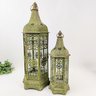 Lanterna Marroquina Verde Rustica Decoração 65x21x25cm 2pc - 2