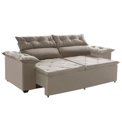 Sofá Compact 150cm Retrátil, Reclinável com Molas Castor Espirais 5 Posições
