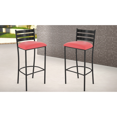 Kit 2 Banquetas com Encosto de 75cm:vermelho/preto