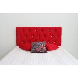 Cabeceira Cama Box Casal 1.40m Painel Cor Vermelho Botoes Cristais - 2