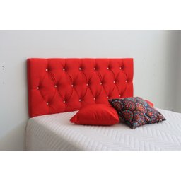 Cabeceira Cama Box Casal 1.40m Painel Cor Vermelho Botoes Cristais - 3