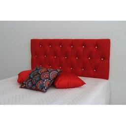 Cabeceira Cama Box Casal 1.40m Painel Cor Vermelho Botoes Cristais - 1
