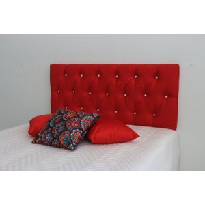 Cabeceira Cama Box Casal 1.40m Painel Cor Vermelho Botoes Cristais