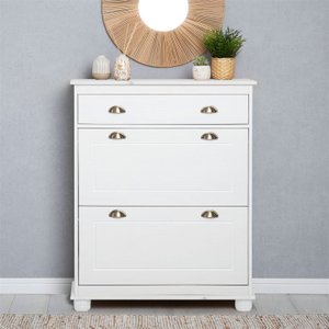 Sapateira Basculante Madeira 2 Portas 20 Pares Colmar Branco