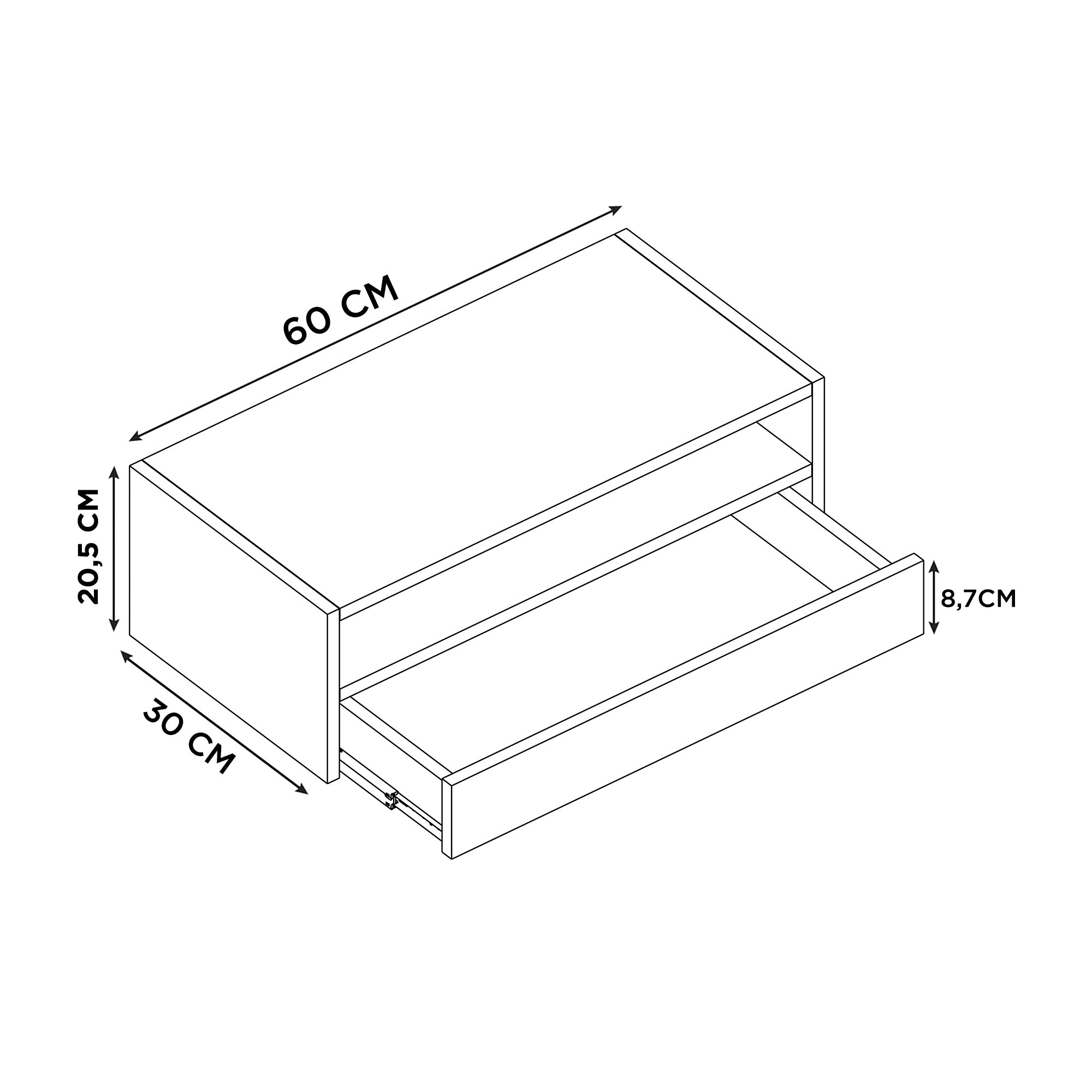 Gaveta Suspensa Mdf 60cm com Gaveta - Branca - 5