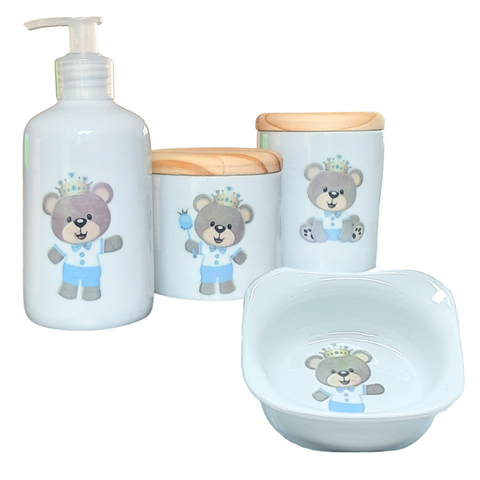 Kit Higiene Bebê Principe Ursinho 4 Peças