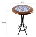 Ver imagem 2 de Conjunto Mesa Bistrô Alta Redonda 60cm + 2 Banquetas Bar Varanda Pub - Azulejo Português - Natural
